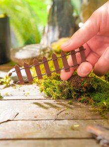 1入組迷你木柵欄，仙境花園微型柵欄微型景觀花盆配件裝飾品，房間花園