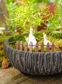 1入組迷你木柵欄，仙境花園微型柵欄微型景觀花盆配件裝飾品，房間花園