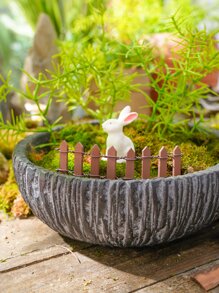 1入組迷你木柵欄，仙境花園微型柵欄微型景觀花盆配件裝飾品，房間花園
