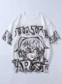 Manfinity EMRG 男士字母任務圖案T恤 - 白色 - 查看 1