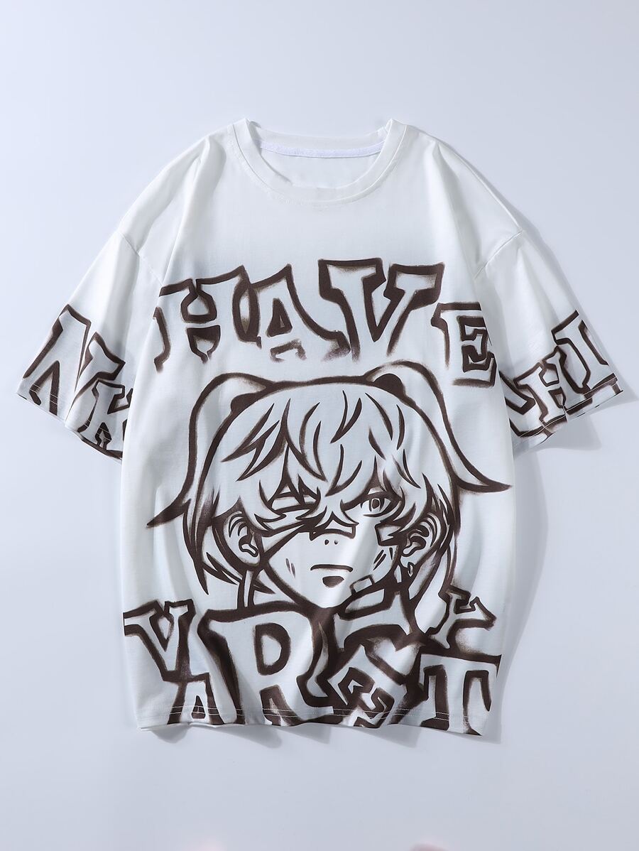 Manfinity EMRG 男士字母任務圖案T恤 - 白色 - 查看 1