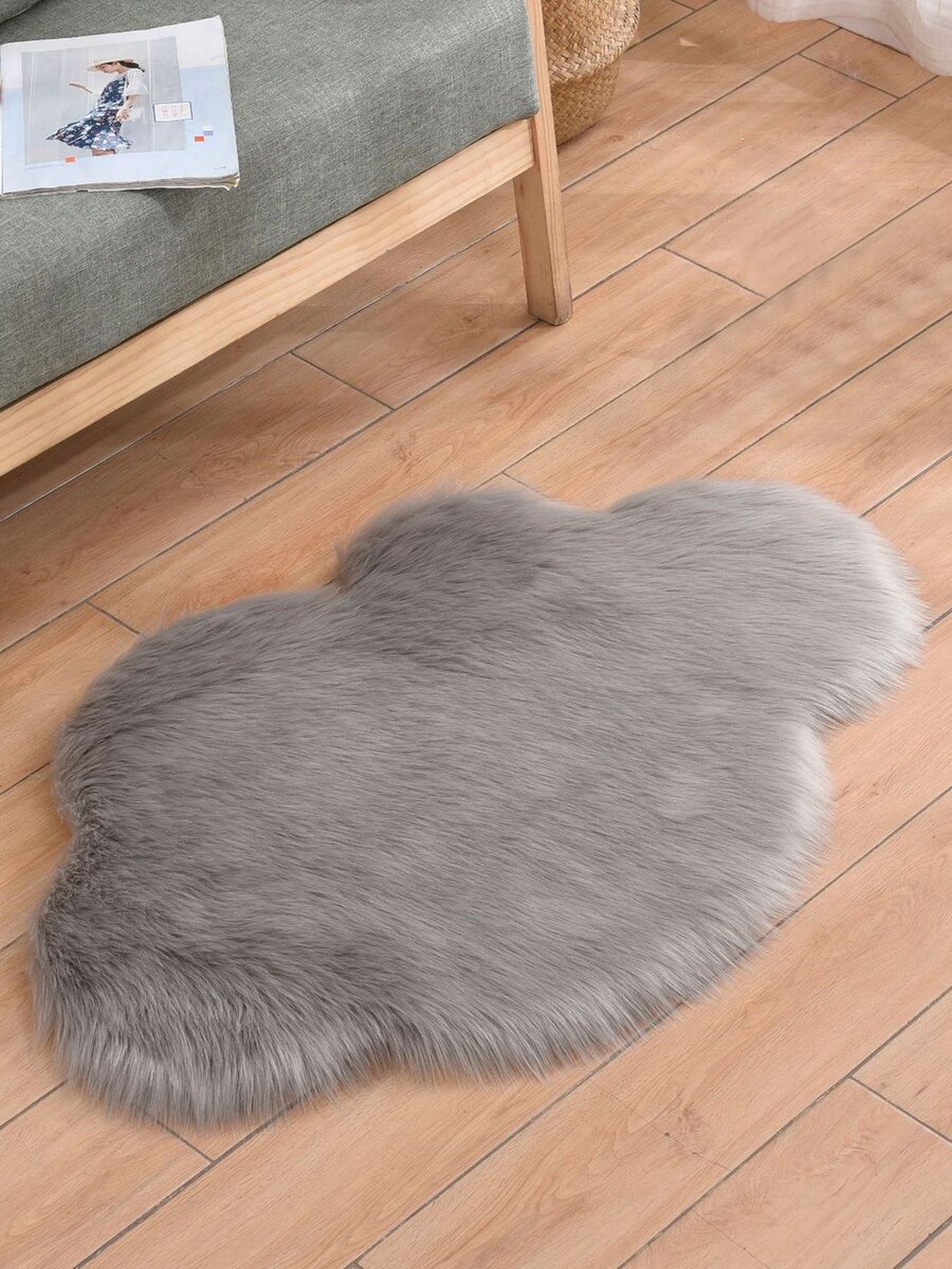 Cloud Shaped Fluffy Rug - Grey - View 1