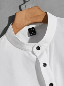 Manfinity NiteLyfe Nam Áo sơ mi Bông Cổ giả Chất rắn - trắng - Xem 3
