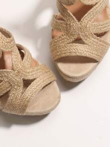 Espadrille Ankle Strap Wedge Sandals - Apricot - View 3