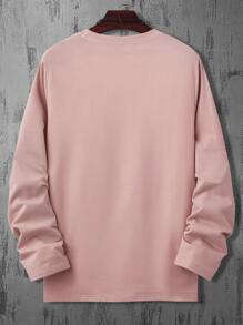 Manfinity Men Crane & Chinese Letter Graphic Tee - Dusty Pink - View 2