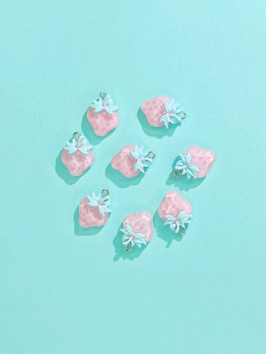 8pcs Strawberry DIY Pendant - Multicolor - View 1