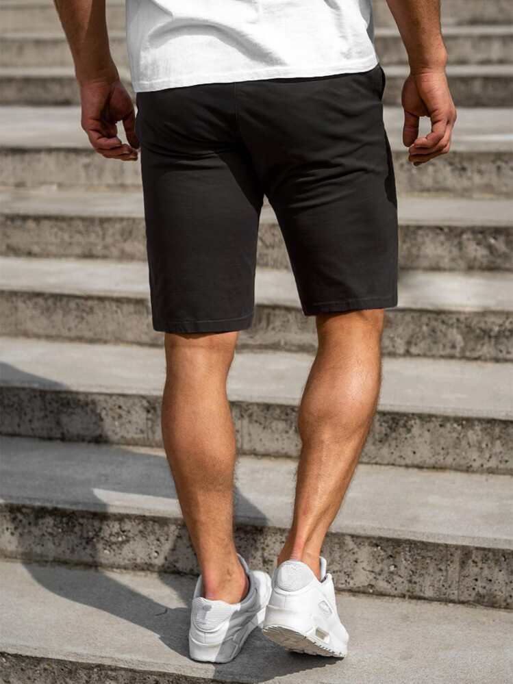 Homme Short à cordon patch - Noir - Voir 2