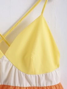 SHEIN Unity 撞色荷葉擺吊帶上衣 - 彩色 - 查看 3