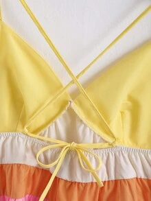 SHEIN Unity 撞色荷葉擺吊帶上衣 - 彩色 - 查看 4