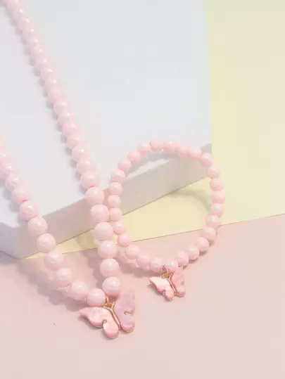 2入組女孩蝴蝶裝飾首飾套裝