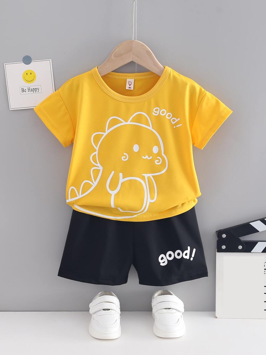 Bộ thời trang bé trai Hoạt hình Lá thư Giải trí - Nhiều màu - Xem 1