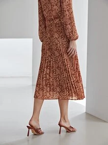 MOTF PREMIUM PAISLEY PRINT PLEATED SKIRT WITHOUT BELT - Multicolor - View 2