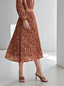 MOTF PREMIUM PAISLEY PRINT PLEATED SKIRT WITHOUT BELT - Multicolor - View 3