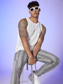 Manfinity RebelGame Hombres Top tank unido en contraste de malla - Blanco y Negro - Ver 6