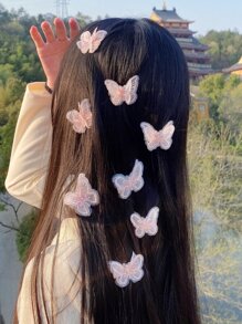 Kẹp tóc hình con bướm ren màu hồng boho 8 chiếc dành cho nữ, phong cách thanh lịch và tối giản với cảm giác cao cấp Hoàn hảo để mặc hàng ngày, đi tiệc thường ngày, đi làm, đi nghỉ, rửa mặt và trang điểm. Thích hợp để kết hợp với quần áo và các phụ kiện khác như mũ nón và đồ trang trí. - Hồng - Xem 1