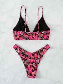 Floral High Cut Bikini Set Summer Beach - Multicolor - View 7