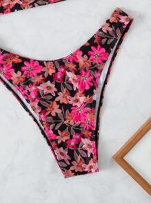 Floral High Cut Bikini Set Summer Beach - Multicolor - View 3