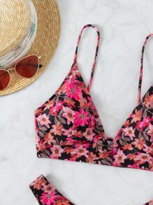 Floral High Cut Bikini Set Summer Beach - Multicolor - View 5