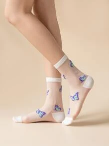 蝴蝶樣式中筒襪