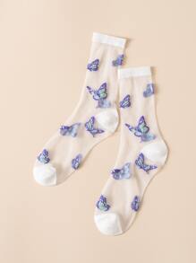 蝴蝶樣式中筒襪