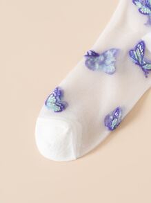 蝴蝶樣式中筒襪