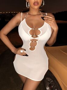 Chain Decor Cover Up - White - View 3