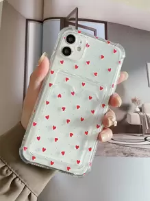 情人节 Y2K 心形印花透明手机壳带卡槽适用于 iPhone 15/15Pro/15Plus/15Promax