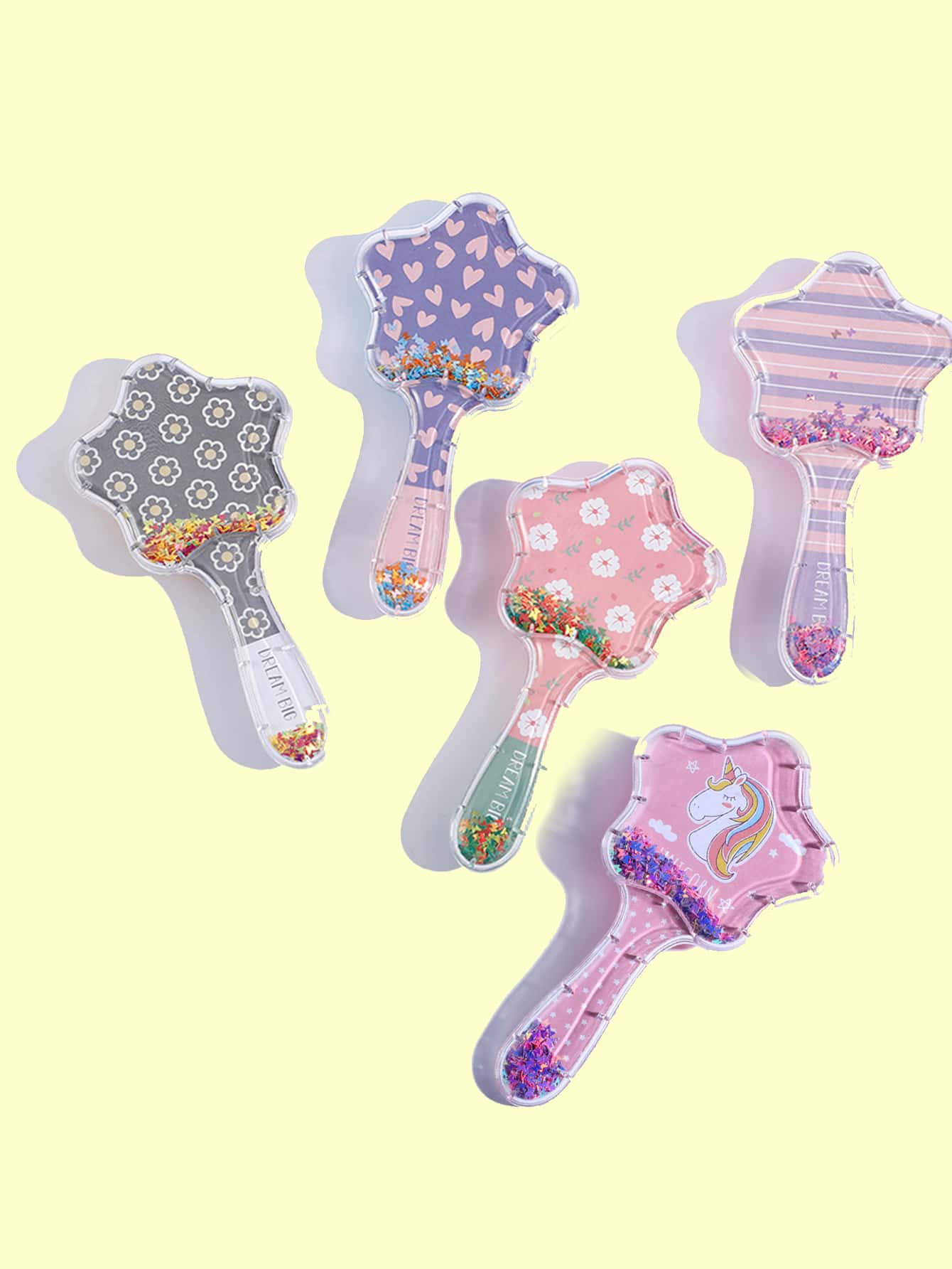 1pc Unicorn Pattern Hair Brush - Pink - View 1