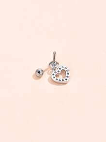 1pc Cubic Zirconia Heart Drop Earring Valentines,Mom,Mother,Mother's Day,Gift - Silver - View 2