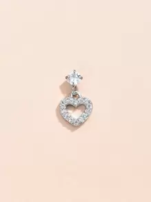 1pc Cubic Zirconia Heart Drop Earring Valentines,Mom,Mother,Mother's Day,Gift - Silver - View 3