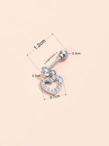 1pc Cubic Zirconia Heart Drop Earring Valentines,Mom,Mother,Mother's Day,Gift - Silver - View 4