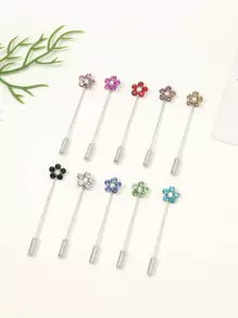 10pcs Bowknot & Rhinestone Decor Scarf Pin, Brooch Lapel Pins Set - Multicolor - View 1