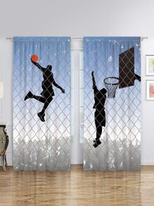 2 piezas Cortina baloncesto patrón - Multicolor - Ver 3