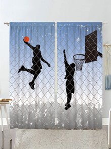 2 piezas Cortina baloncesto patrón - Multicolor - Ver 4