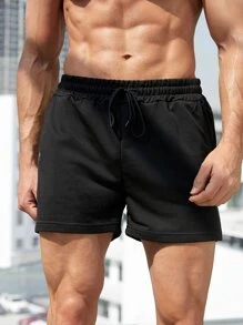 Manfinity Sport Corelite Boyfriend Style Men Slant Pocket Sports Stretchy Shorts - Black - View 3