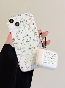 1pc Ditsy Floral Clear Phone Case & 1pc Case Compatible With Airpods Compatible With iPhone15/15Plus/15Pro/15Promax - Multicolor - View 2