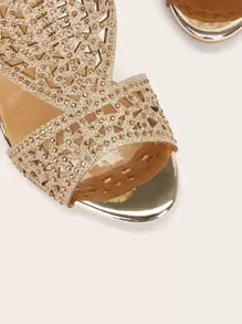 Metallic Rhinestone Decor Stiletto Heels Back To School Shoes College Student Shoes Christmas Fall New Year Holiday Valentines