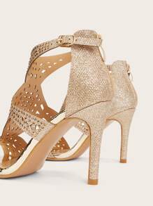 Metallic Rhinestone Decor Stiletto Heels Back To School Shoes College Student Shoes Christmas Fall New Year Holiday Valentines