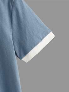 SHEIN Boys Coconut Tree Polo Shirt - Blue - View 3