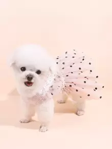 nicovaer 1入組波卡圓點設計寵物連衣裙 - 粉色 - 查看 3