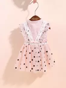 nicovaer 1入組波卡圓點設計寵物連衣裙 - 粉色 - 查看 8