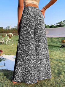 Soleia 碎花高腰闊腿褲