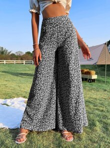 Soleia 碎花高腰闊腿褲