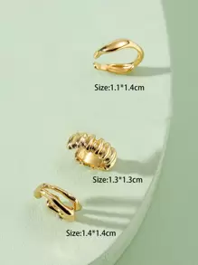 3 piezas Cuff de oreja minimalista con abertura - Amarillo Oro - Ver 3