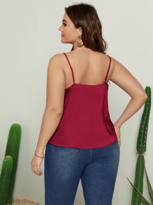 SHEIN Privé Plus Cowl Neck Cami Top - Burgundy - View 2