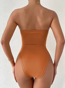 SHEIN Unity Body sujetador de cuello V unicolor - Amarillo Mostaza - Ver 2