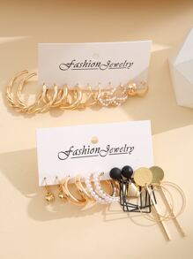 20pcs Faux Pearl & Heart Decor Earrings Valentines - Multicolor - View 2