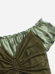 ROMWE Áo nữ - xanh quân đội - Xem 3