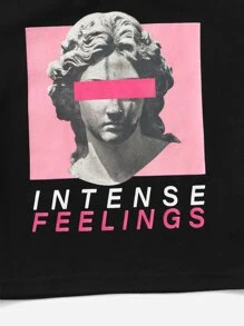 SHEIN Baby Girl Letter & Figure Graphic Tee - Black - View 4