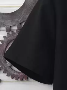 Manfinity Homme Men Solid Half Button Stand Collar Shirt - Black - View 3